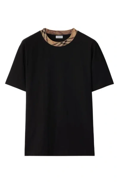 Burberry Mens Check-print Short-sleeves Cotton-jersey T-shirt Black Xl In Black