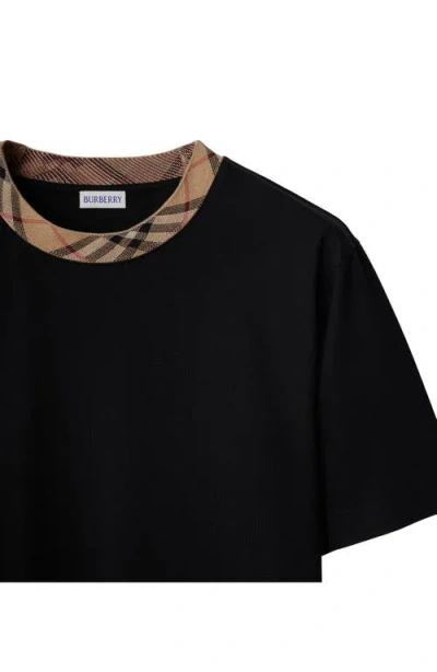 Burberry Mens Check-print Short-sleeves Cotton-jersey T-shirt Black Xl In Black
