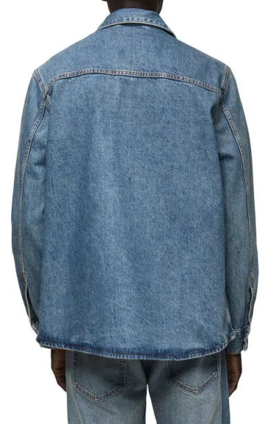 Mango Regular Fit Cotton Denim Button-up Overshirt In Blue