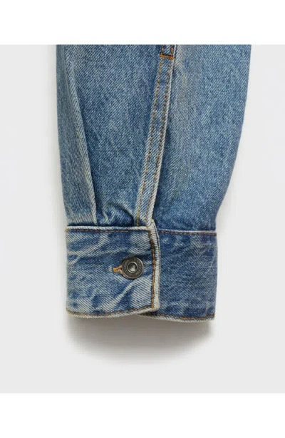Mango Regular Fit Cotton Denim Button-up Overshirt In Blue