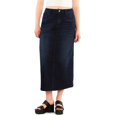 Hint Of Blu Vintage Denim Maxi Skirt In Blue