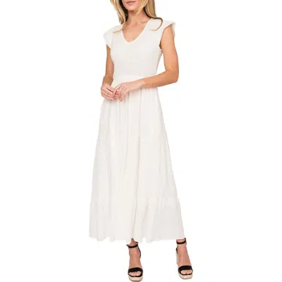 Gibsonlook Flutter Sleeve Cotton Gauze Maxi Dress In White