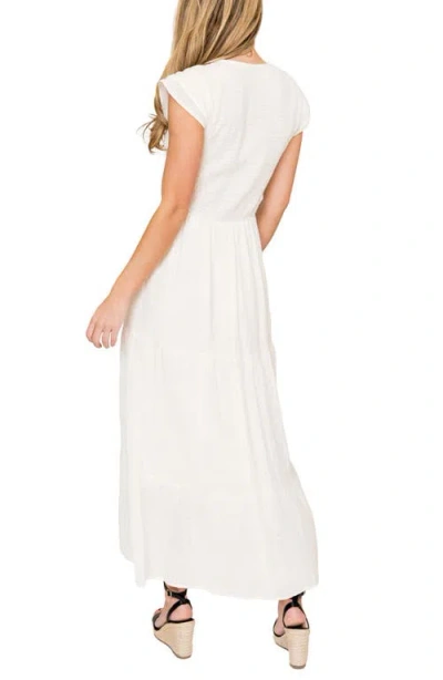 Gibsonlook Flutter Sleeve Cotton Gauze Maxi Dress In White