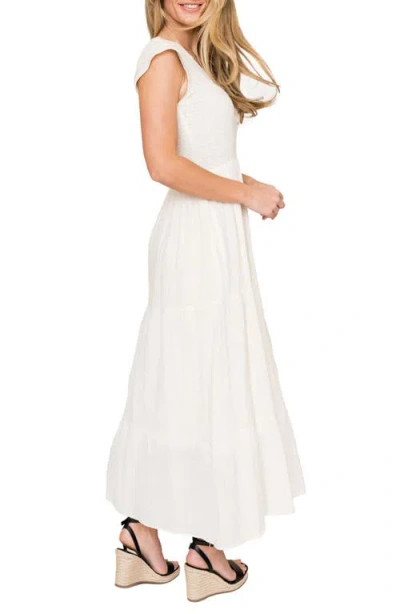 Gibsonlook Flutter Sleeve Cotton Gauze Maxi Dress In White