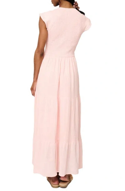 Gibsonlook Flutter Sleeve Cotton Gauze Maxi Dress In Pink