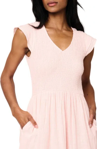 Gibsonlook Flutter Sleeve Cotton Gauze Maxi Dress In Pink