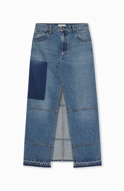 Co Patchwork Maxi Skirt In Blue