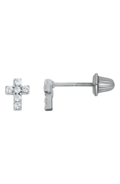 Mignonette Sterling Silver & Cubic Zirconia Cross Stud Earrings