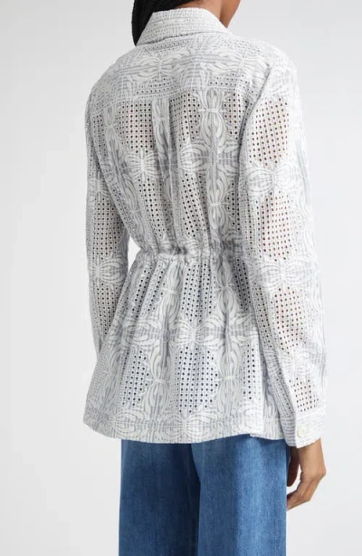 Veronica Beard Kiki Embroidered Eyelet Jacket In White