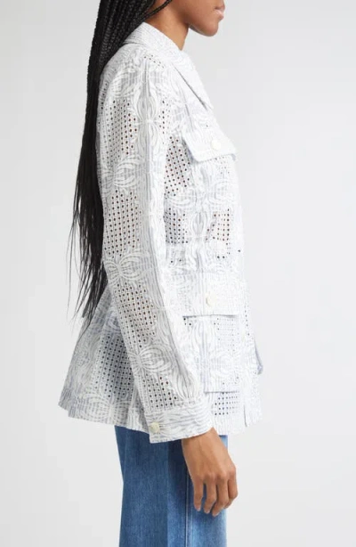 Veronica Beard Kiki Embroidered Eyelet Jacket In White