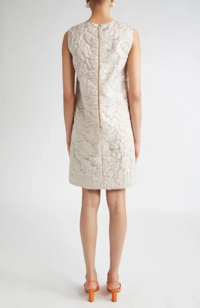 Carolina Herrera Metallic Floral Sleeveless Mini Shift Dress