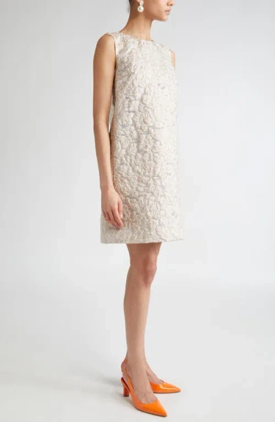 Carolina Herrera Metallic Floral Sleeveless Mini Shift Dress