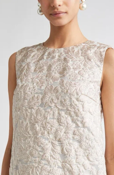 Carolina Herrera Metallic Floral Sleeveless Mini Shift Dress