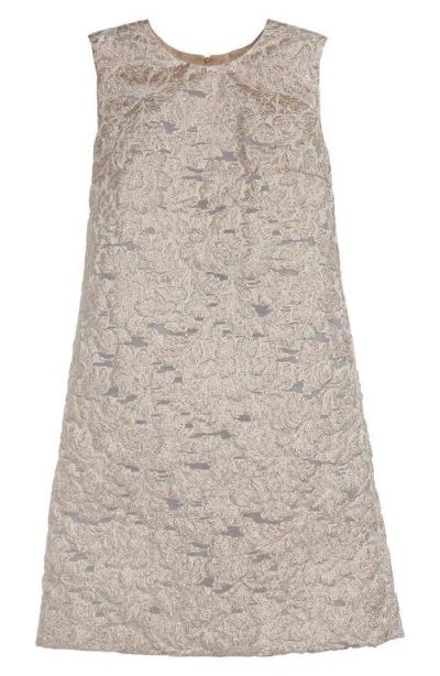 Carolina Herrera Metallic Floral Sleeveless Mini Shift Dress