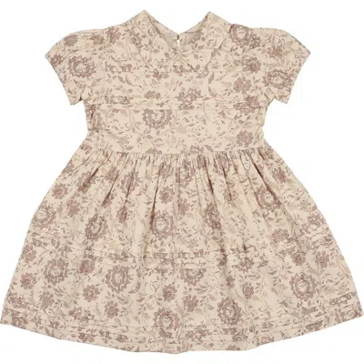 Maniere Manière Kids' Floral Pintuck Pleat Dress In Brown