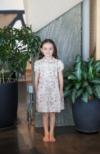 Maniere Manière Kids' Floral Pintuck Pleat Dress In Brown