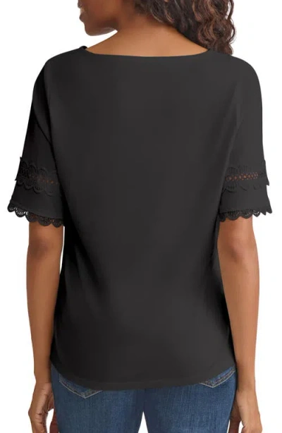 Jones New York Embroidered Sleeve Top In Black