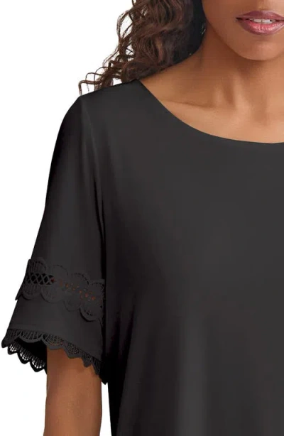 Jones New York Embroidered Sleeve Top In Black