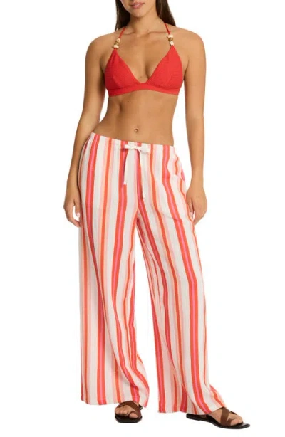 Sea Level West Coast Surf Cotton Cover-up Pants In Neutral