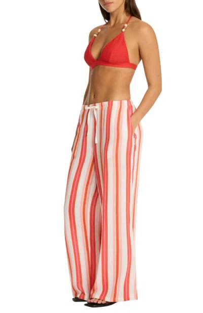 Sea Level West Coast Surf Cotton Cover-up Pants In Neutral