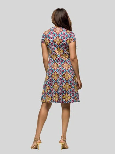 24seven Comfort Apparel Women's Short Sleeve Knee Length V Neck Wrap Dress In Multi