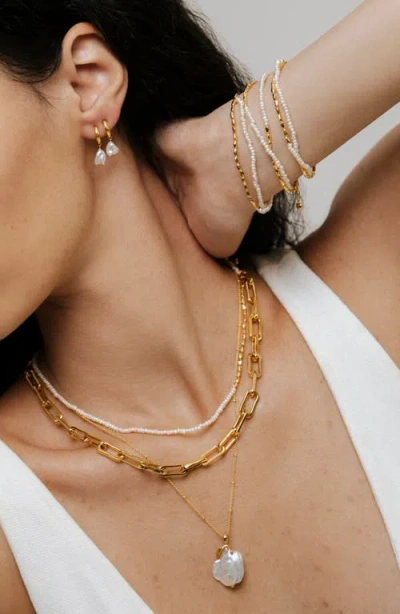 Monica Vinader Gold Mini Nugget Pearl Beaded Bracelet Pearl
