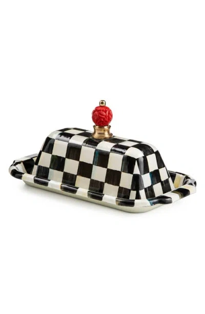 Mackenzie-childs Mackenzie Childs Courtly Check Enameled Steel Butter Box In Multi