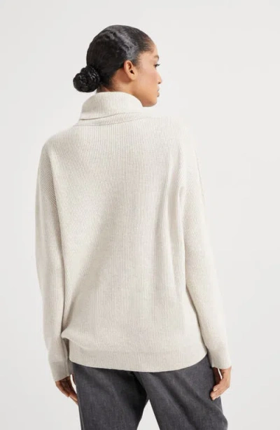 Brunello Cucinelli Ribbed Cashmere Roll-neck Jumper In Neutral