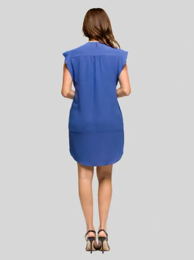 24seven Comfort Apparel V-neck Sleeveless Maxi Dress With Belt In Blue