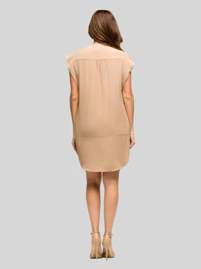 24seven Comfort Apparel Maternity V-neck Cap Sleeve Knee Length Pocket Dress In Neutral