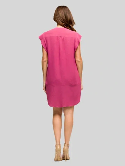24seven Comfort Apparel Maternity V-neck Cap Sleeve Knee Length Pocket Dress In Pink