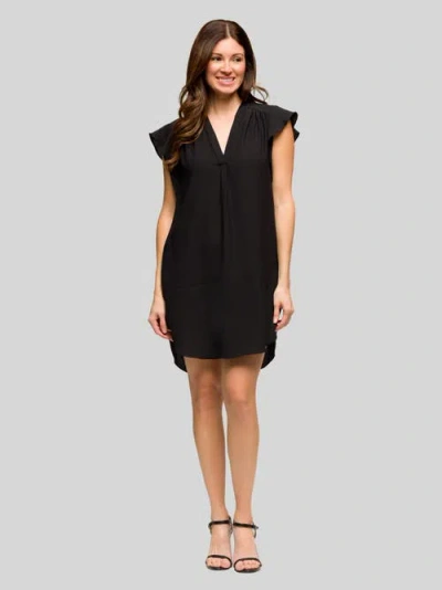 24seven Comfort Apparel V-neck Sleeveless Maxi Dress With Belt In Black