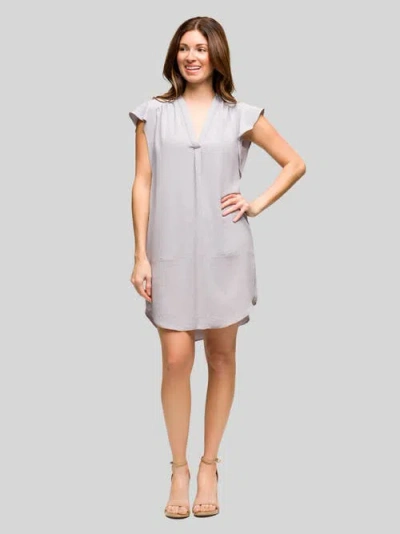 24seven Comfort Apparel Maternity V-neck Cap Sleeve Knee Length Pocket Dress In Gray