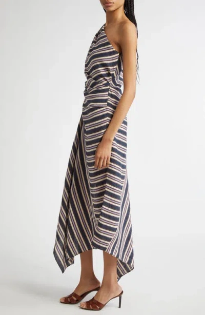 A.l.c . Lyn Stripe One-shoulder Linen Blend Sundress