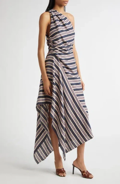 A.l.c . Lyn Stripe One-shoulder Linen Blend Sundress