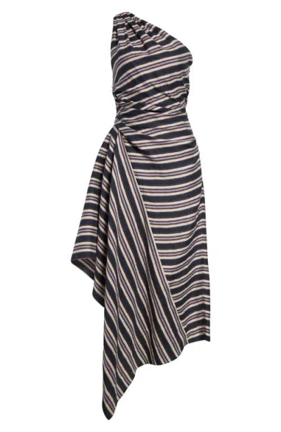 A.l.c . Lyn Stripe One-shoulder Linen Blend Sundress