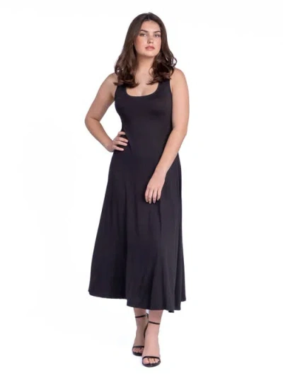 24seven Comfort Apparel Petite Slim Fit A-line Sleeveless Maxi Dress In Black