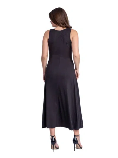 24seven Comfort Apparel Petite Slim Fit A-line Sleeveless Maxi Dress In Black