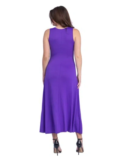 24seven Comfort Apparel Slim Fit A-line Sleeveless Maxi Dress In Purple