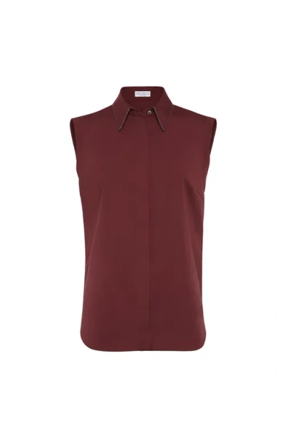 Brunello Cucinelli Sleeveless Poplin Shirt In Multi