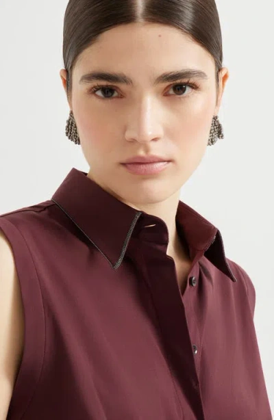Brunello Cucinelli Sleeveless Poplin Shirt In Multi