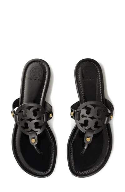 Tory Burch Leather Sandals With Logo On The Front