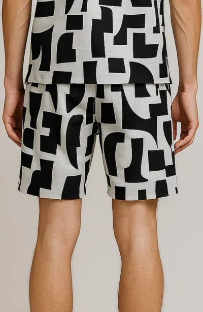D.rt Geometric Print Swim Trunks In Black