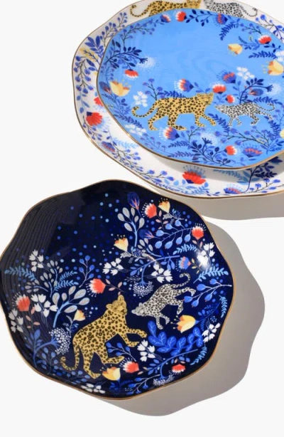 Jessie Zhao New York Amazon Rainforest Bone China Plates In Blue, Set Of Three