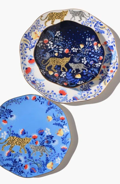 Jessie Zhao New York Amazon Rainforest Bone China Plates In Blue, Set Of Three