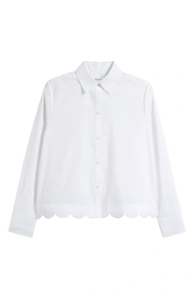 Foxcroft Scarlett Scallop Hem Button-up Shirt In White