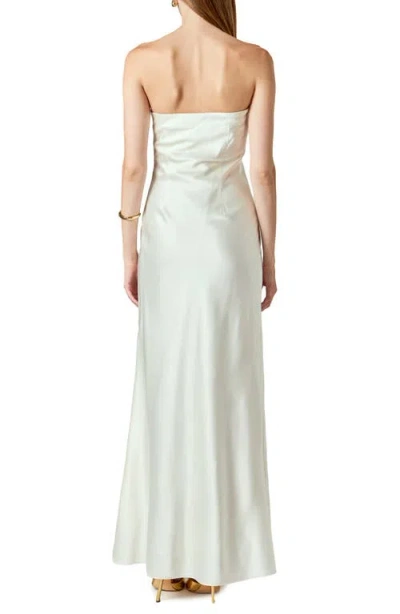Endless Rose Strapless Satin Maxi Dress In White
