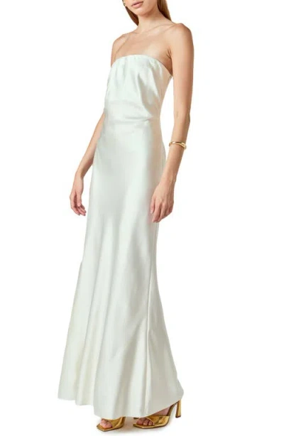Endless Rose Strapless Satin Maxi Dress In White