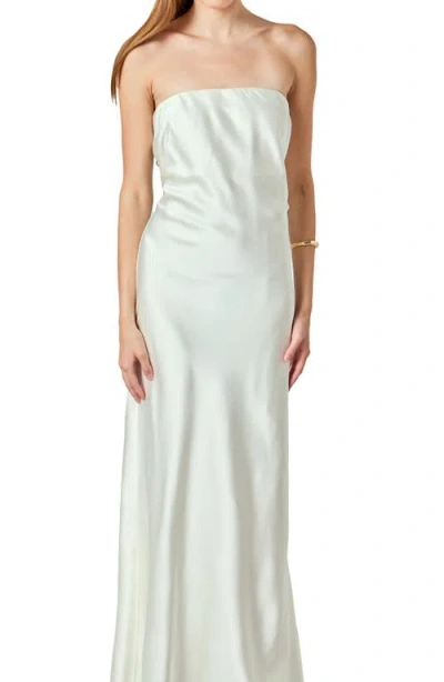 Endless Rose Strapless Satin Maxi Dress In White