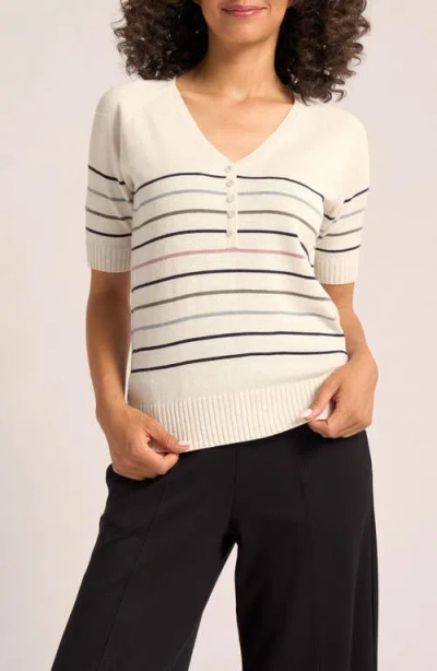 Matty M . Asa Stripe Raglan Sleeve Sweater In White